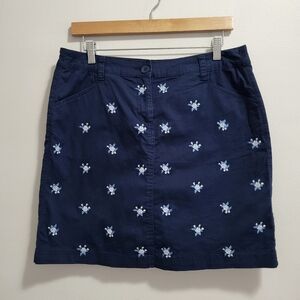 Vintage Y2K Karen Scott Embroidered Floral Rose Cotton Mini Skirt Size 6